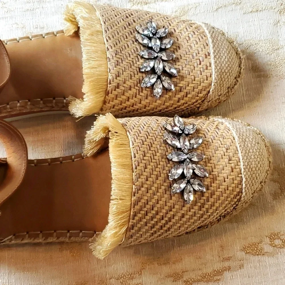 Crown Vintage Bonire Wedge Ankle Strap Sandals w Embellishments Sz9W - Picture 4 of 7